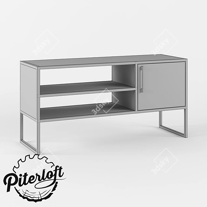 Title: Rustic TV Stand with Solid Wood Construction 3D model image 2