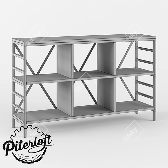 Rustic Wood Metal TV Stand 3D model image 2