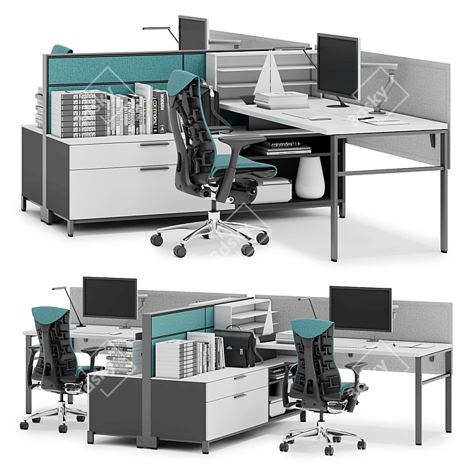 Herman Miller Canvas Wall: Versatile Office Solutions 3D model image 1