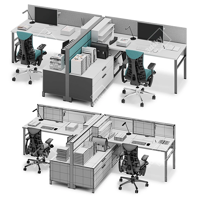 Herman Miller Canvas Wall: Versatile Office Solutions 3D model image 2