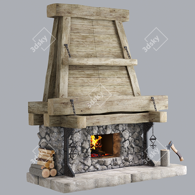 Ethnic Style Fireplace 3D model image 1