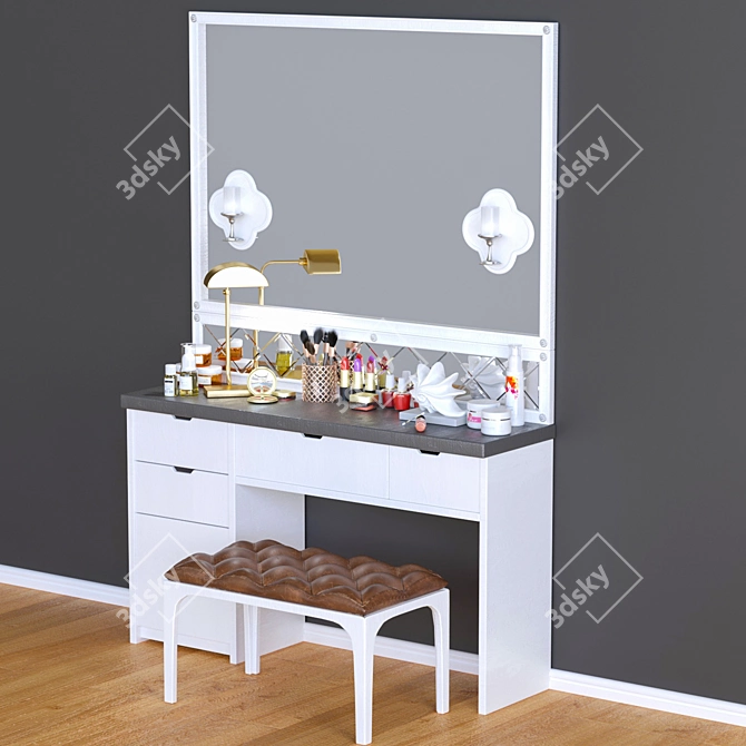 Glam Vanity Dressing Table 3D model image 1