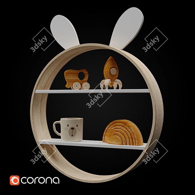 Whimsical Bunny Wall Shelf 3D model image 1