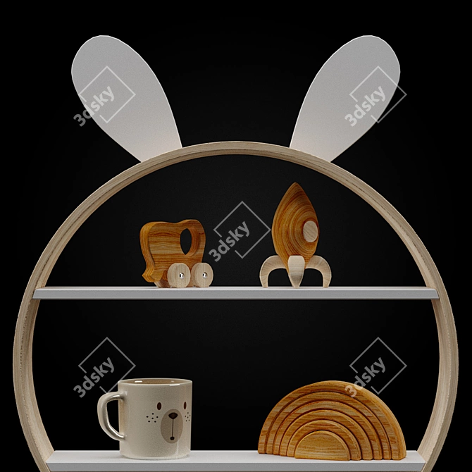 Whimsical Bunny Wall Shelf 3D model image 2