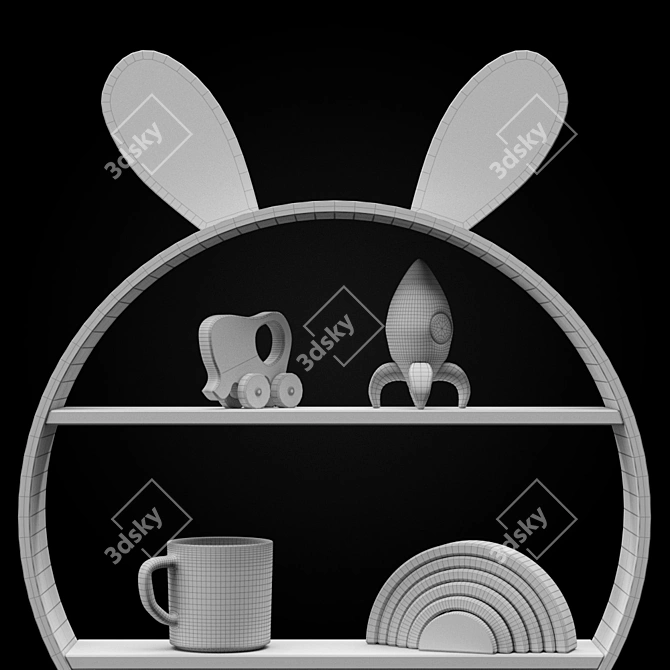 Whimsical Bunny Wall Shelf 3D model image 3