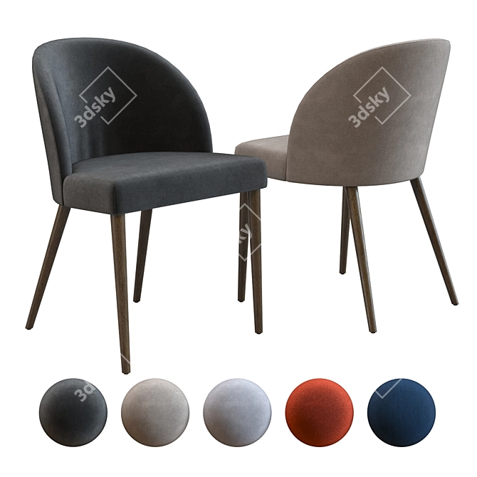 Elegant Camille Dining Chair: Italian Craftsmanship 3D model image 1