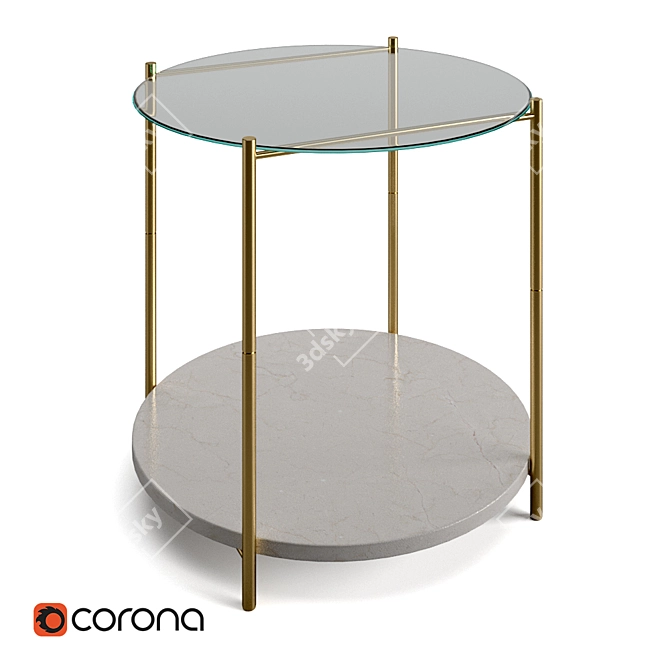 Modern Marble and Glass Table 3D model image 1