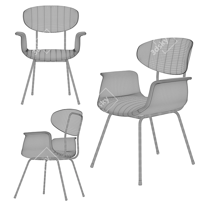 Italian Vintage Design Chair 3D model image 2