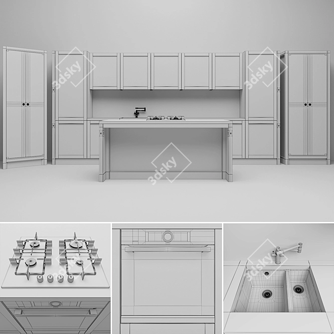 Legno Vivo 2.6: Elegant Oak Kitchen 3D model image 2