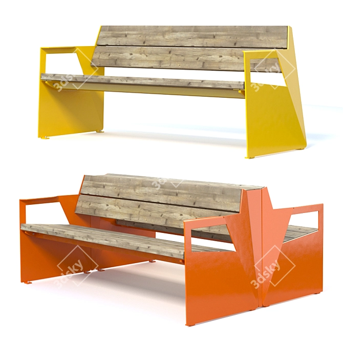 Vestre BLOC Outdoor Bench Set 3D model image 1