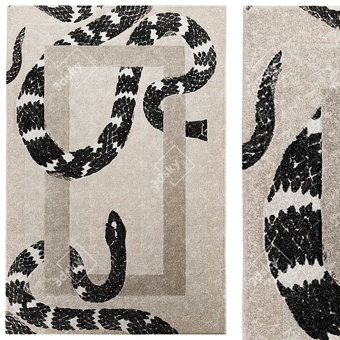 Imperial Serpent Rug | Hand-tufted Botanical Silk 3D model image 1