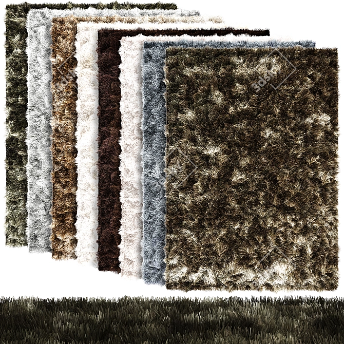 Paris Shag Rugs Set | Fluffy Carpets 3D model image 1