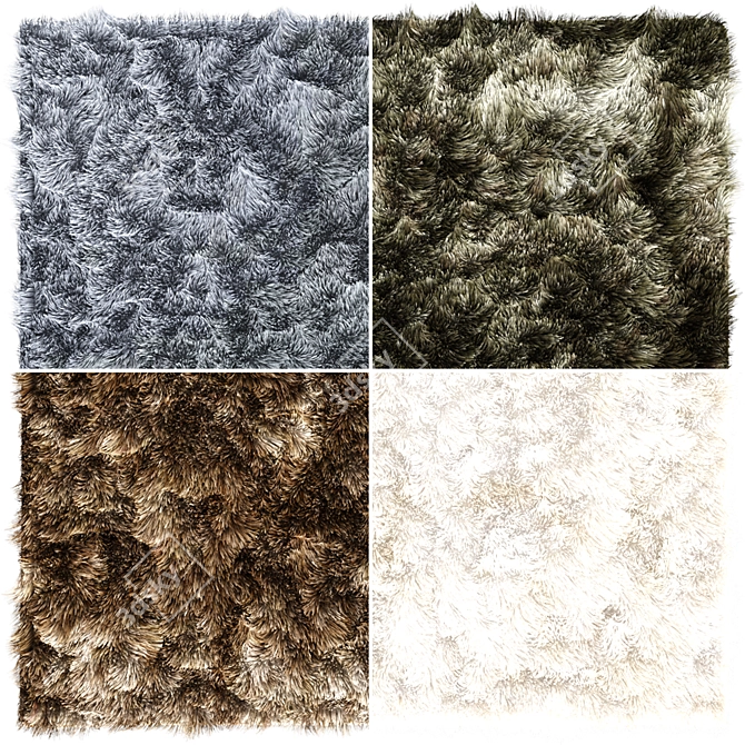 Paris Shag Rugs Set | Fluffy Carpets 3D model image 2