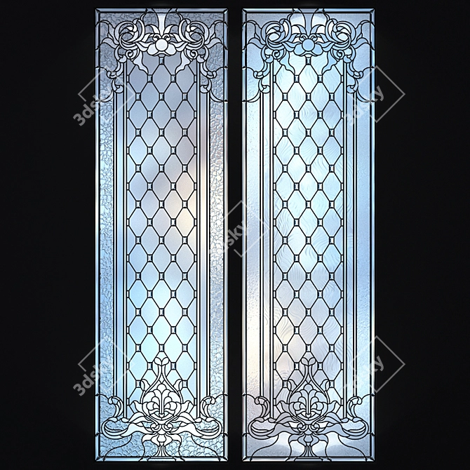 Elegant Stained Glass Window 3D model image 1