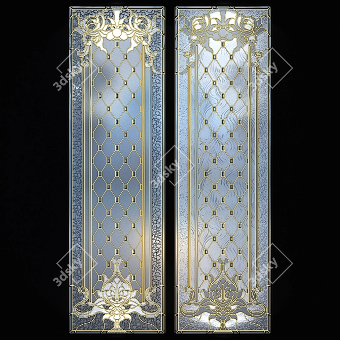 Elegant Stained Glass Window 3D model image 3