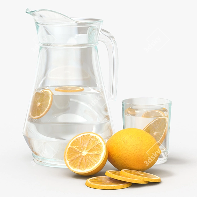 Refreshing Lemon Infused Water Jar 3D model image 1