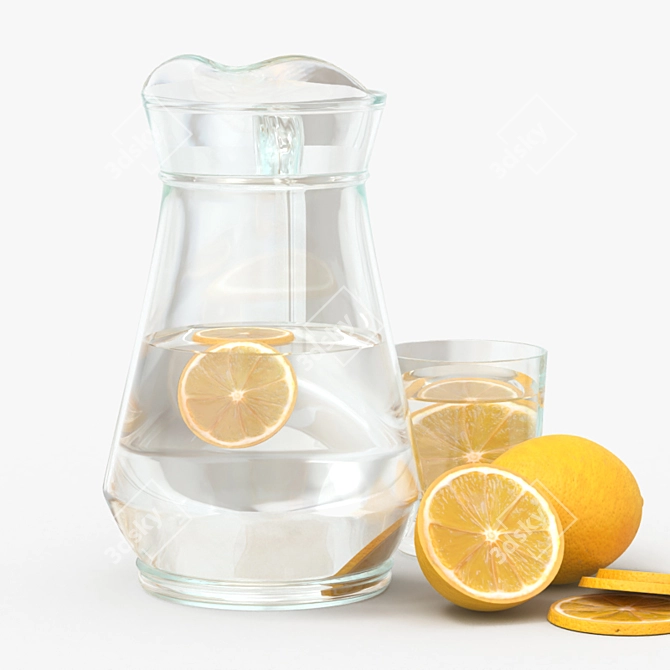 Refreshing Lemon Infused Water Jar 3D model image 3