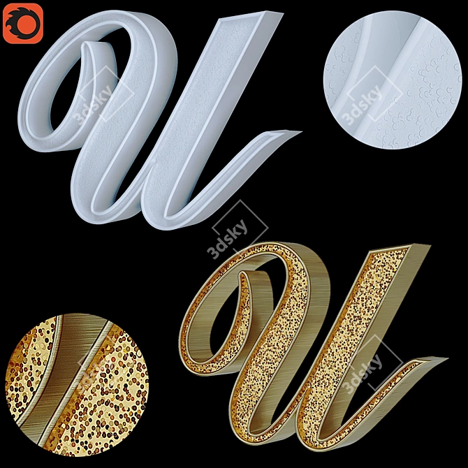 Sparkle Your Message with Glitter Letters 3D model image 1