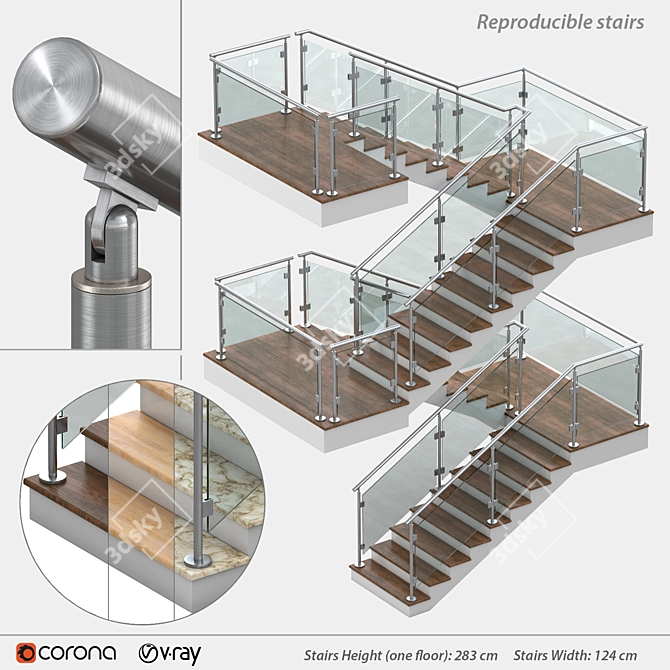 Versatile 3D Staircase Models 3D model image 1