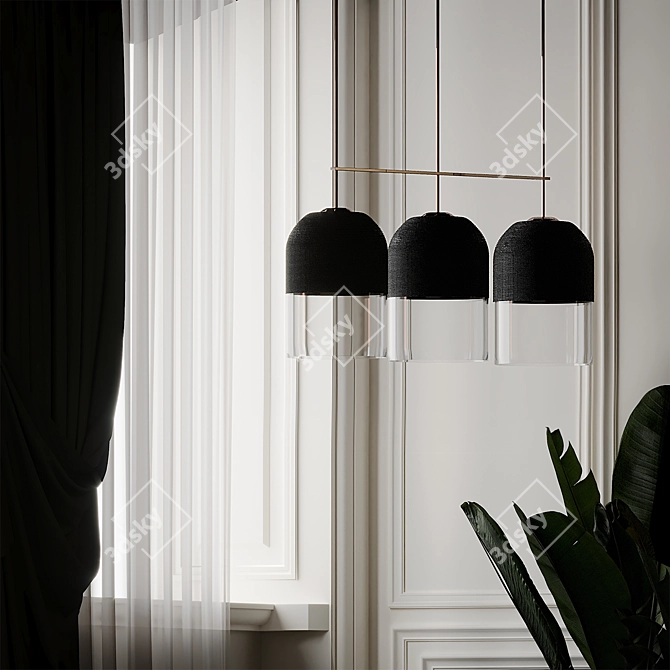 Articolo Indi Pendant Light: Contemporary Elegance in Black & Bronze 3D model image 4