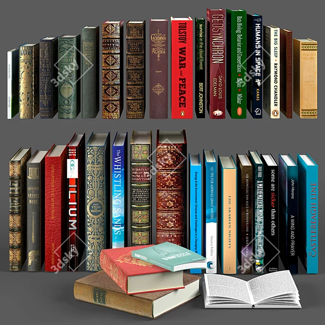 Book Collection: Variety of Sizes 3D model image 1