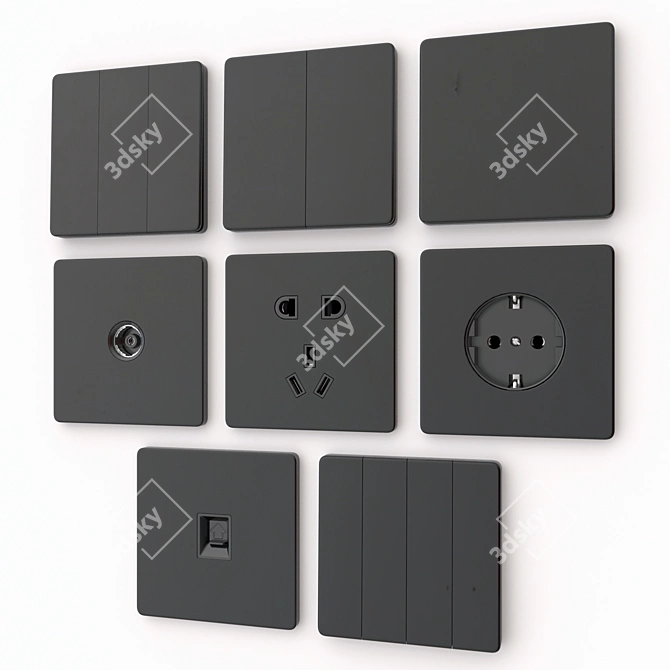 Elite Switches & Sockets Set 3D model image 2