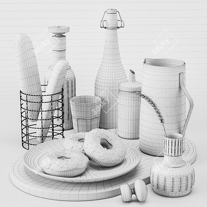 Elegant Kitchen Decor Set 3D model image 3