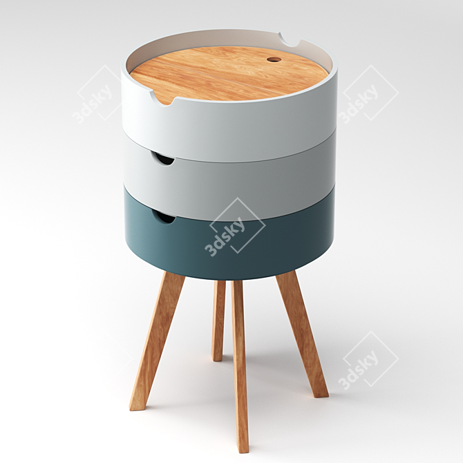 Sleek Stone Bedside Table 3D model image 4