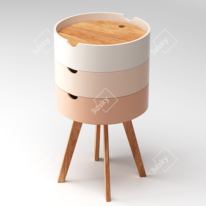 Sleek Stone Bedside Table 3D model image 5