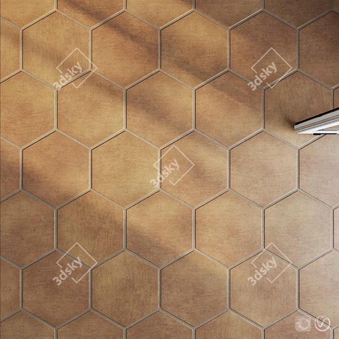 Terracotta Hexagon Tile Set - Natural and Versatile 3D model image 2