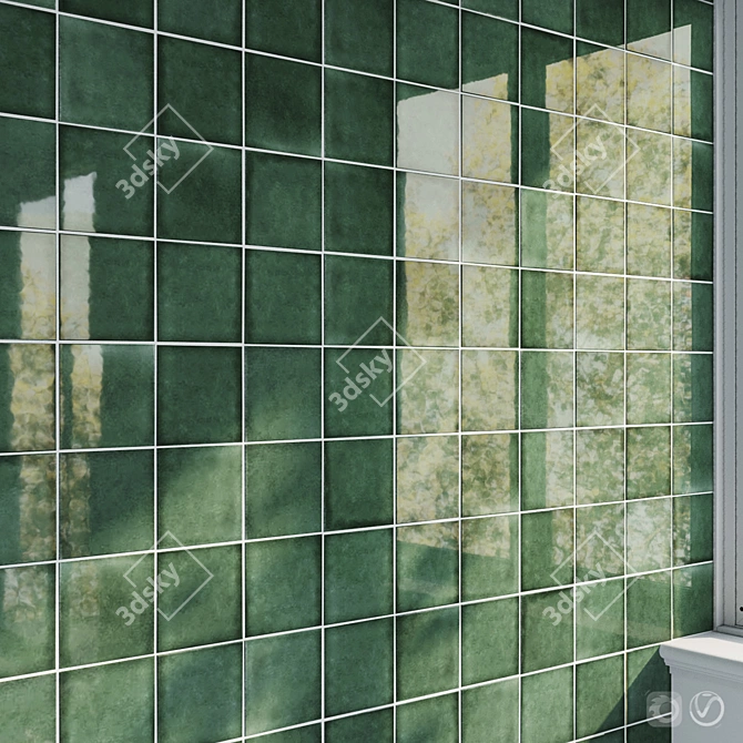 Vintage Green Ceramic Tile Set 3D model image 1