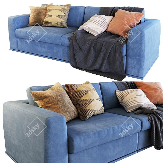 Andy Fabric 3-Seater Sofa 3D model image 2