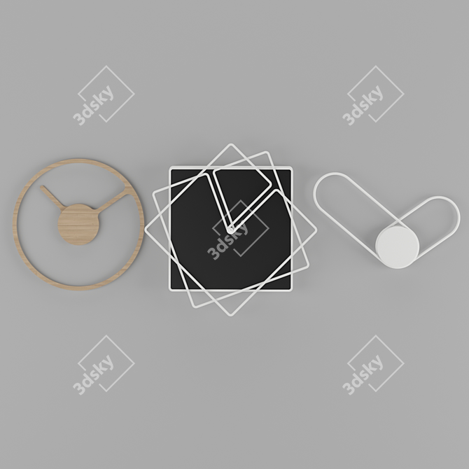 Sleek Timekeeping: Minimalist Wall Clock Collection 3D model image 1