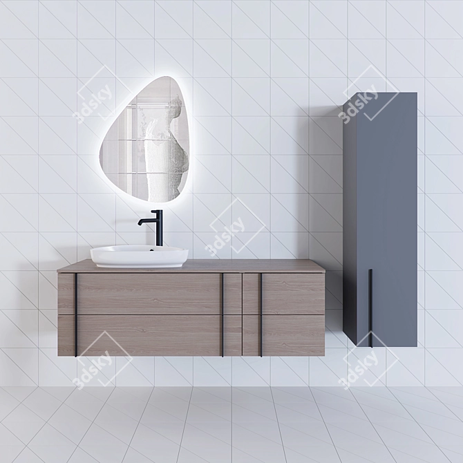 Nouvelle Vague Collection: 145cm Vanity Set 3D model image 1