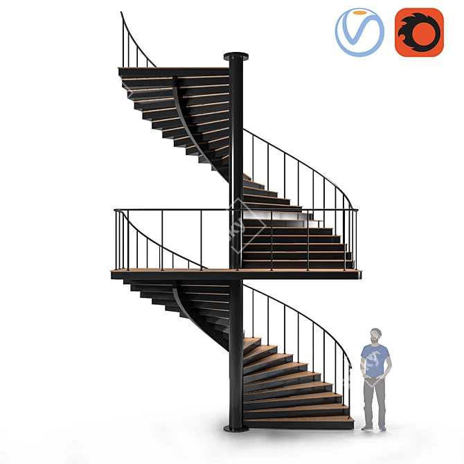 Sleek Spiral Staircase 3D model image 1