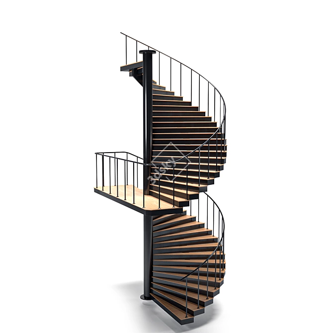 Sleek Spiral Staircase 3D model image 2