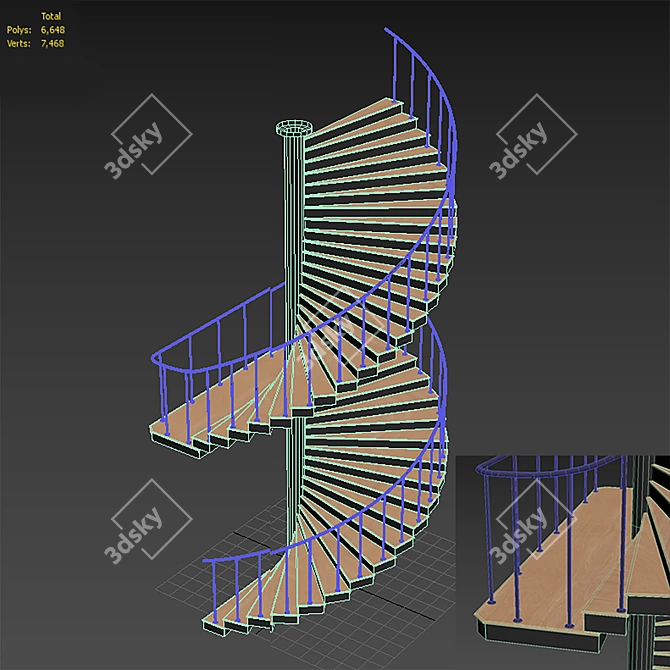 Sleek Spiral Staircase 3D model image 3