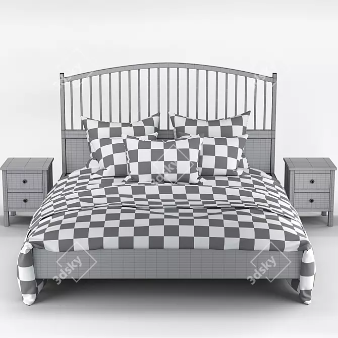 Modern IKEA Tyssedal Bed: Elegant and Spacious 3D model image 3