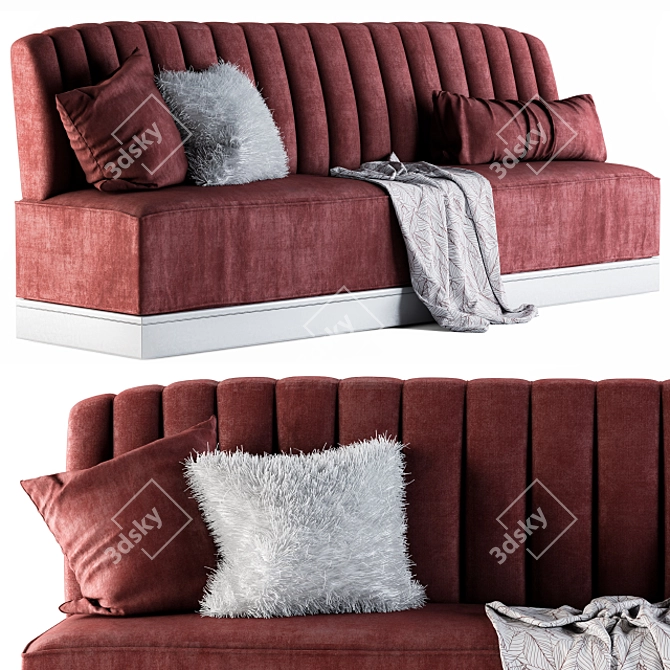 Cozy Red Hairy Sofa 3D model image 1