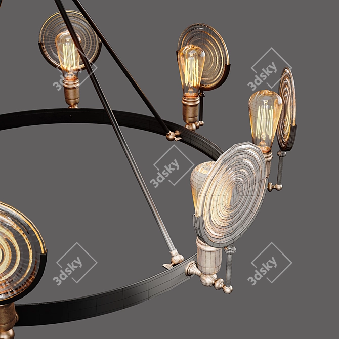 Industrial Bar Chandelier: Stylish Loft Lighting 3D model image 2