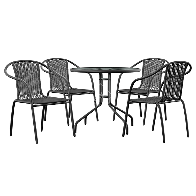 Modern 5 Piece Dining Set 3D model image 1