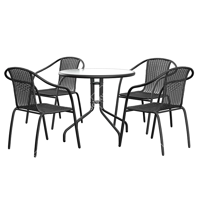 Modern 5 Piece Dining Set 3D model image 2