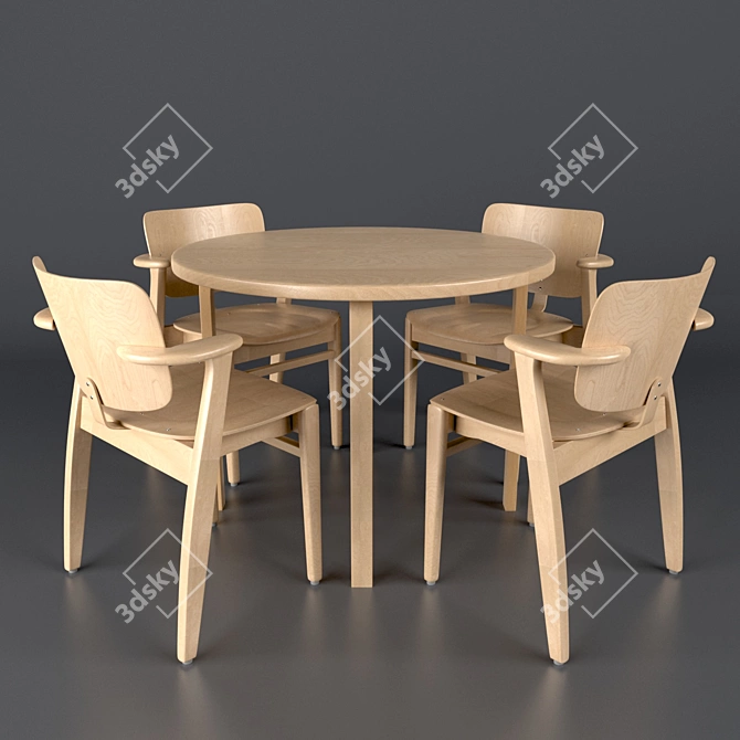 Modern Domus Chair & Aalto Table: Perfect Pair 3D model image 1