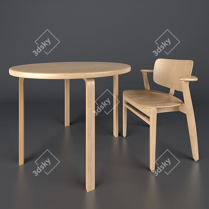 Modern Domus Chair & Aalto Table: Perfect Pair 3D model image 2