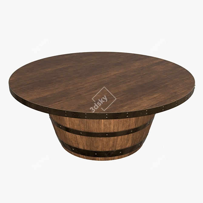 Rustic Barrel Coffee Table 3D model image 1