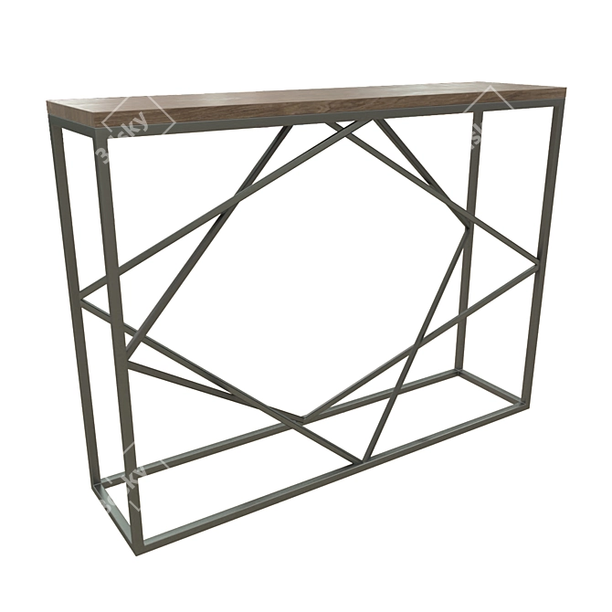 Modern Black Steel and Wood Console Table 3D model image 1