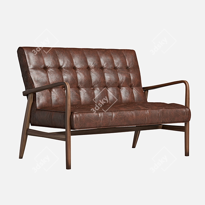 Retro Leather Sofa 3D model image 1