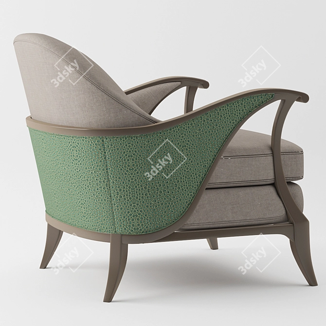 Title: Graceful Curtsy Embossed Armchair 3D model image 3