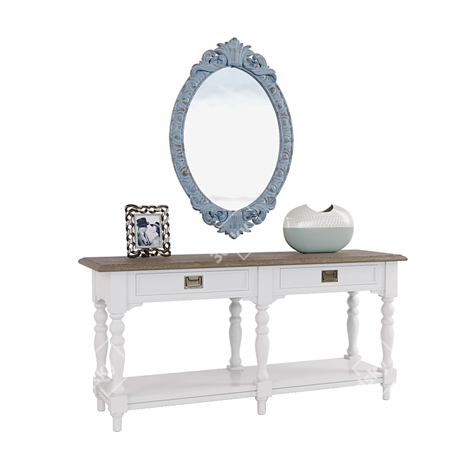 Elegant Console Mirror Set 3D model image 1