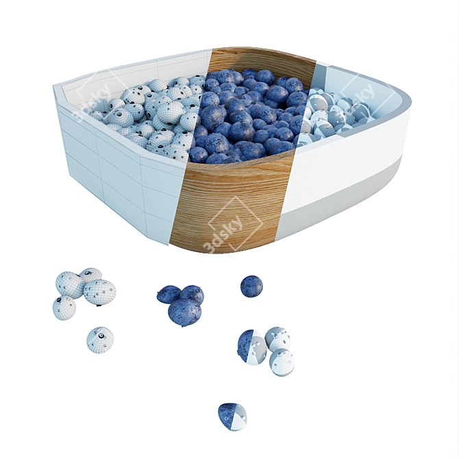 Fresh and Juicy Blueberries 3D model image 2